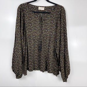 Ralph Lauren Denim & Supply Floral Print Boho Peasant Top Dolman Sleeves Sz Lg